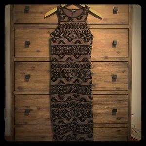 Express midi stretchy dress with Aztec print